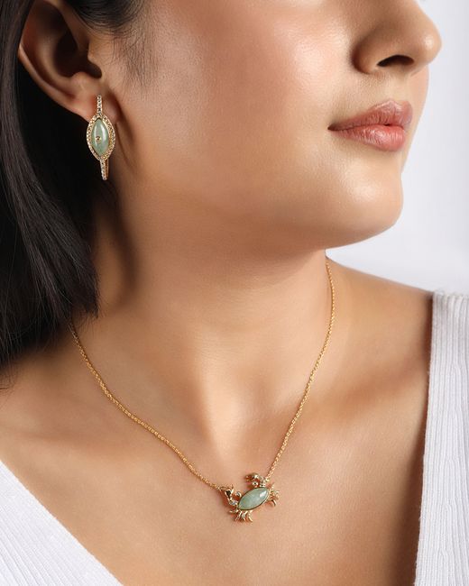 The Jewelz Metallic Crab Flow Aventurine Necklace For Gifting