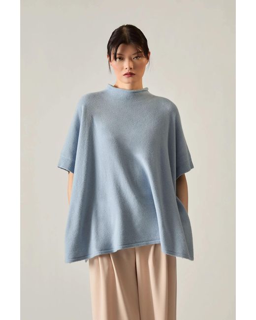 James Lakeland Blue Pale Side Button Poncho