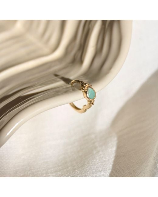 Zohreh Metallic Amazonite Boho Huggie Hoop Earring Pair 9K