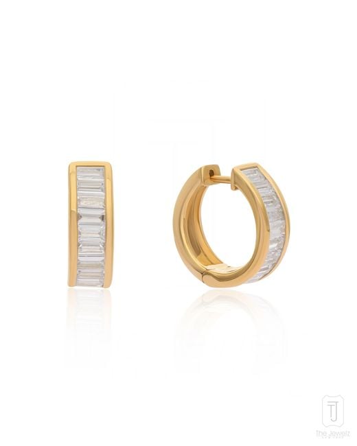 The Jewelz White Neutrals 'City Gleam' 925 Huggies Earrings
