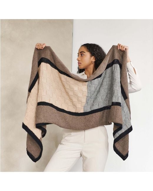 Variously Brown Plush Muhu Hand Knitted Alpaca Blanket Shawl