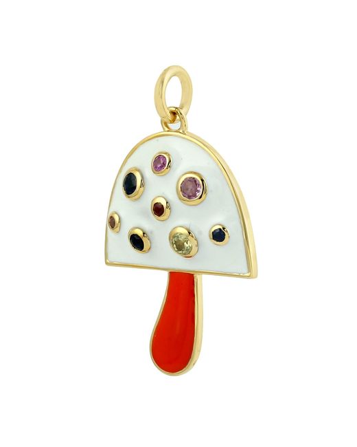 Artisan White 14K Sapphire & Enamel Mushroom Pendant