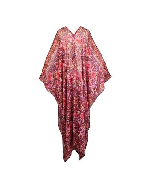 Jennafer Grace Red Lorraine Rose Paisley Caftan