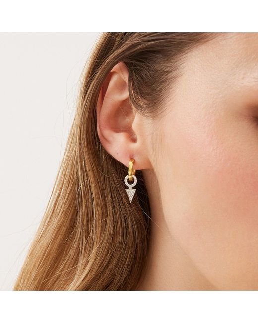 Spero London Metallic Triangle Diamond Style Pave Hoop Sterling Earring