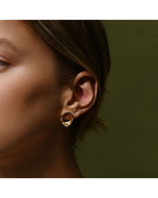 Janus Edinburgh Metallic Findhorn Vermeil Sterling Textured Circle Whirlpool Earrings
