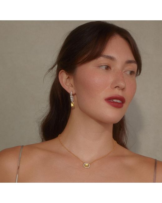 Vintouch Italy Metallic Luccichio Citrine And Pearl Necklace