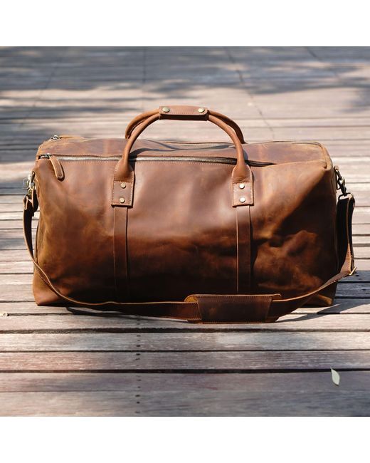Touri Orange Genuine Leather Luggage Bag for men
