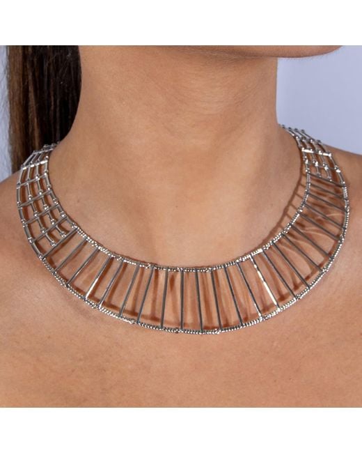 Lucy Quartermaine Metallic Egyptian Pyramid Collar/Necklace
