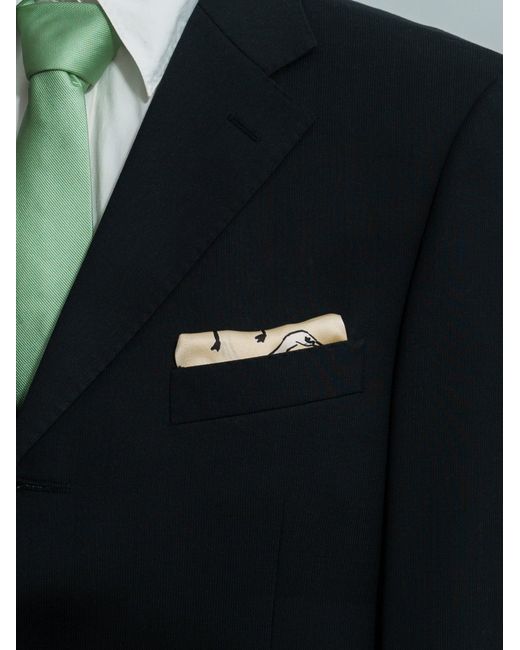 Lost Pattern Natural Little Egret Silk Pocket Square for men
