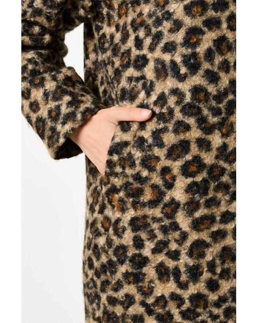 Louche Brown Donalda Animal Funnel Neck Coat