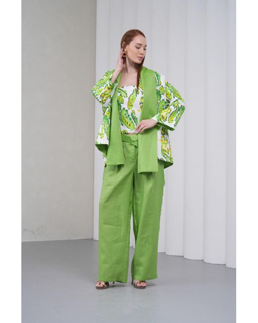 Lumina Eligma Green The Duality Linen Reversible Jacket