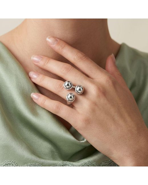 Jaredjamin White Trinity Acorn Adjustable Statement Ring