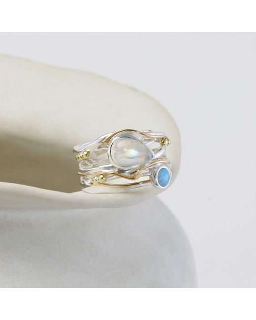 Isla Silver Multicolor Moonstone & Fire Opalite Statement Ring