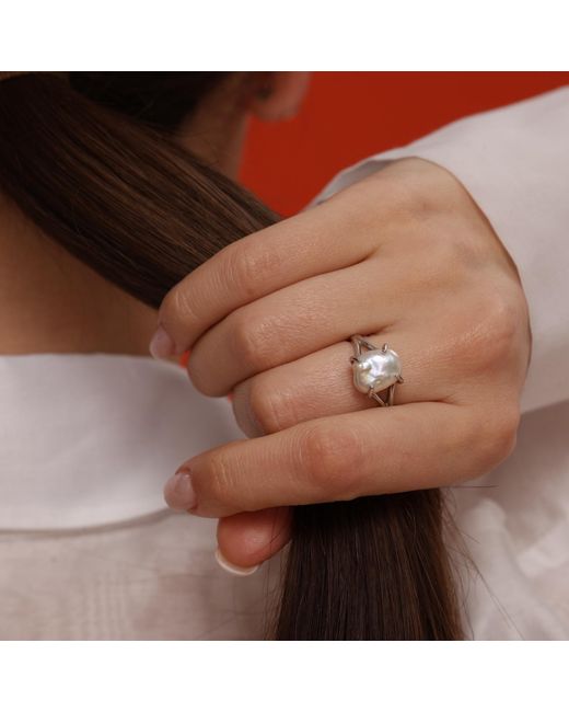 Pearl Code White Keshi Pearl Ring – Statement Ring