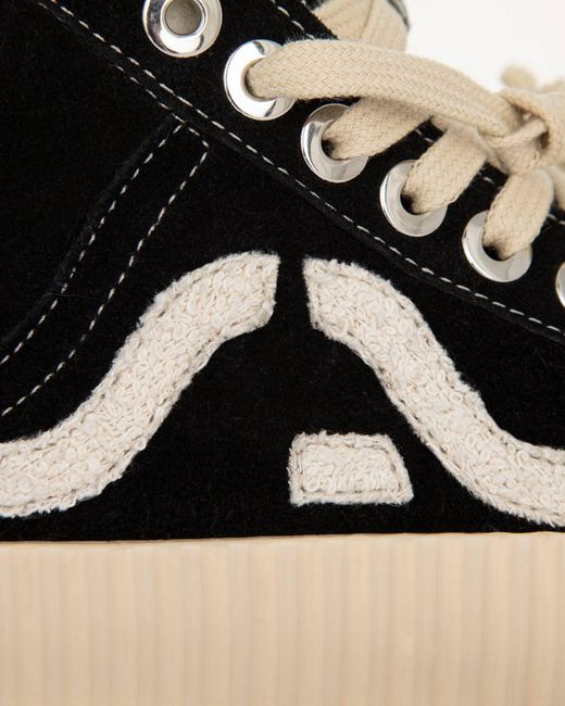 Springa | Unique Vulcanized Sneakers Italian Handmade Black Wavy Suede High Top Embroidery Sneakers for men