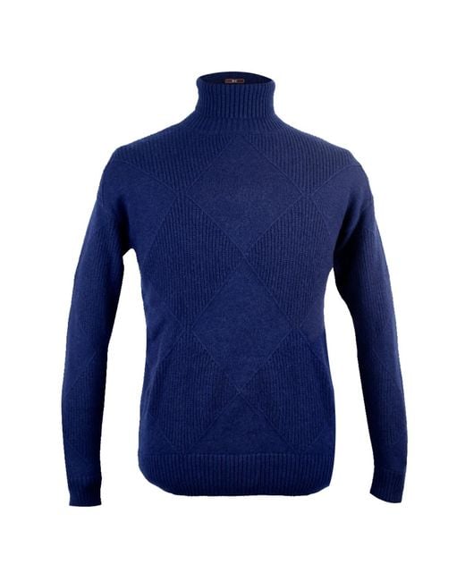 DAVID WEJ Blue Will Roll Neck Jumper for men