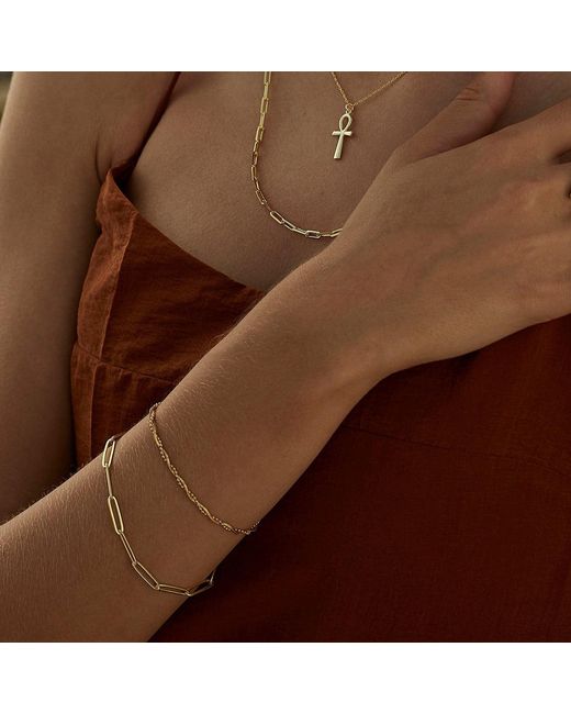 Spero London White Bead Chain Twisted & Large Rectangular Chain Sterling Bracelet Set