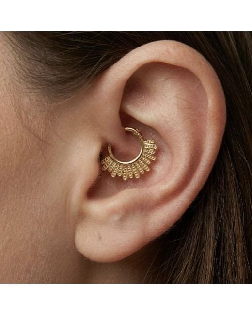 Zahav Jewelry Metallic 14K Solid 16G 8Mm Sunburst Clicker Hoop