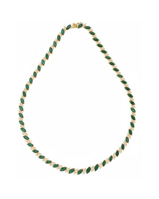 Latelita London Metallic Viscountess Statement Tennis Necklace Emerald