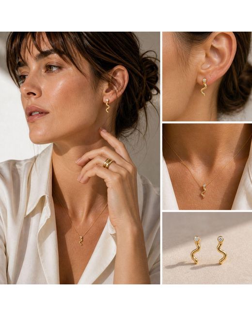 Lily Flo Jewellery Metallic Almost Effortless Diamond Wave Stud Earrings