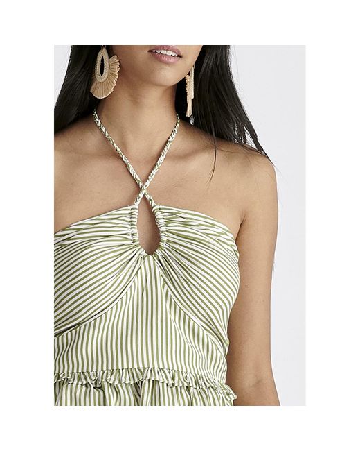 Paisie White Halterneck Peplum Top