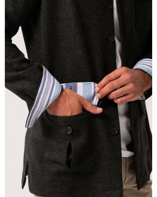 Koy Clothing Black Wool Safari Jacket for men