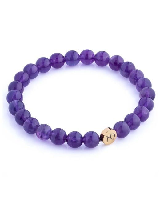 N'damus London Purple Amethyst Gemstone Bracelet With Button