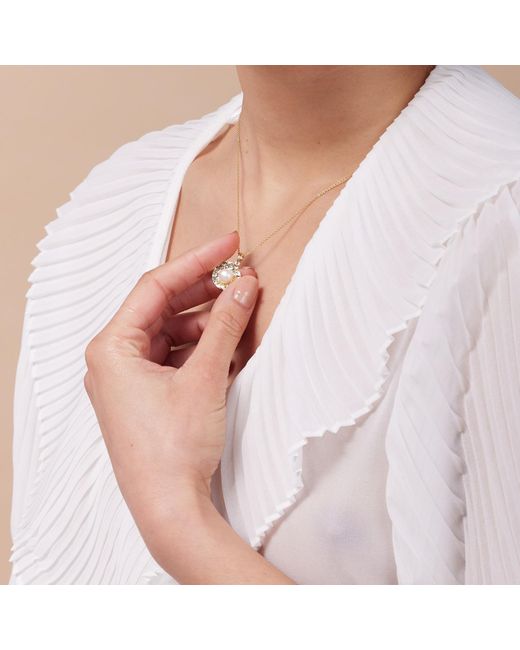 Pearls of the Orient Online Metallic Credo Brushed Disk Pendant With Cultured Freshwater Pearl