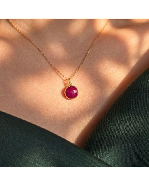 Harfi Purple Vermeil Plated Round Ruby July Birthstone Crystal Necklace