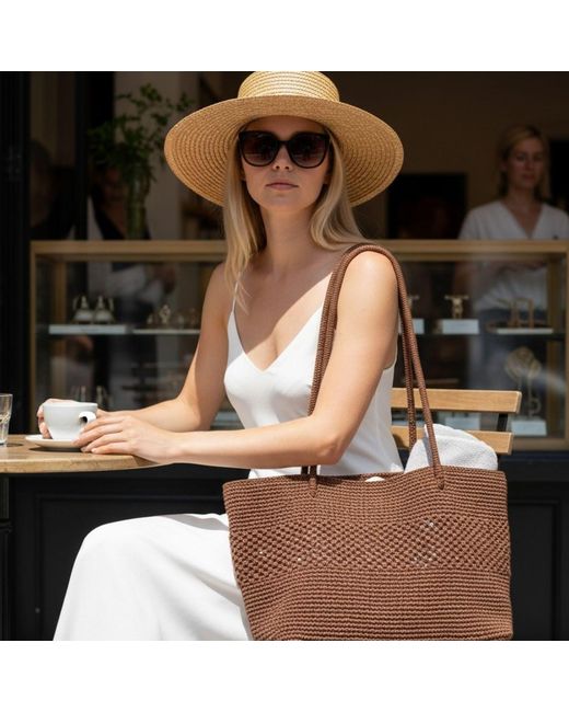 Springmoonatelier Brown Luxury Handmade Natural Woven Bag – Large Boho Beach And Everyday Shopping Bag