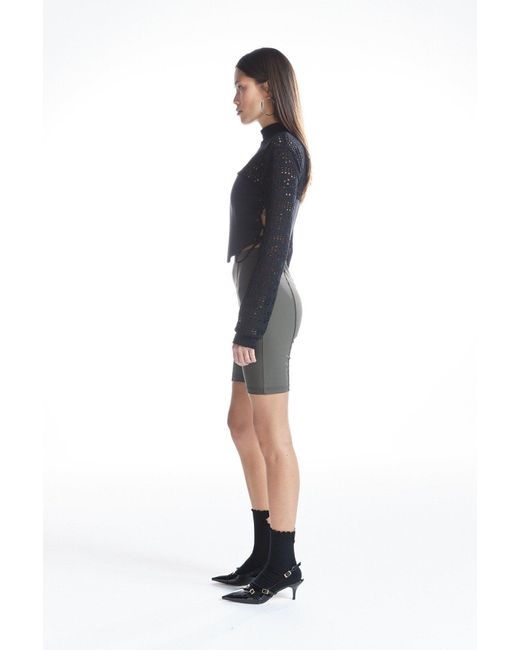No'design Green Khaki Biker Shorts With Flatlock Detail