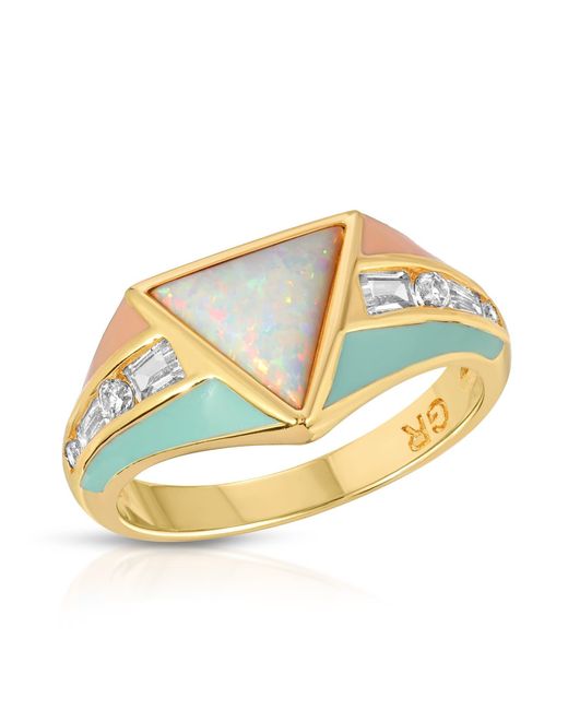 Glamrocks Jewelry Metallic Bright Side Ring- Coral & Mint