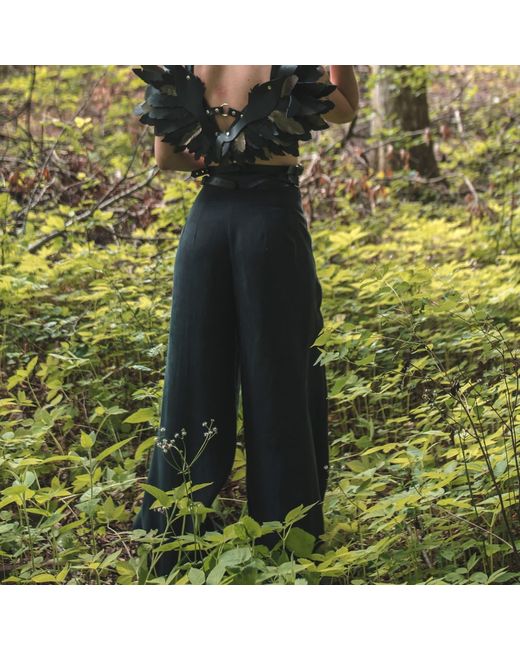 Ceva Cu Dichis Blue High Waist Trousers Vegan Silk