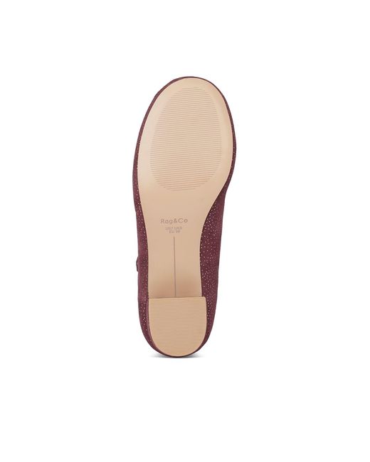 Rag & Co Red Bettola Shimmer Suede Mary Jane Sandals