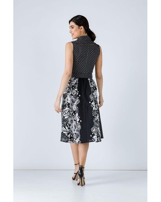 Conquista Blue Cotton Button-Front Printed Dress