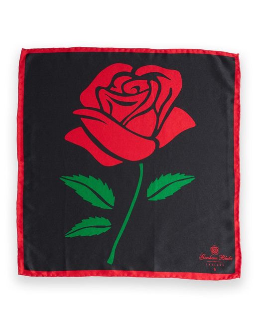 Gresham Blake Red Rose Pocket Square for men