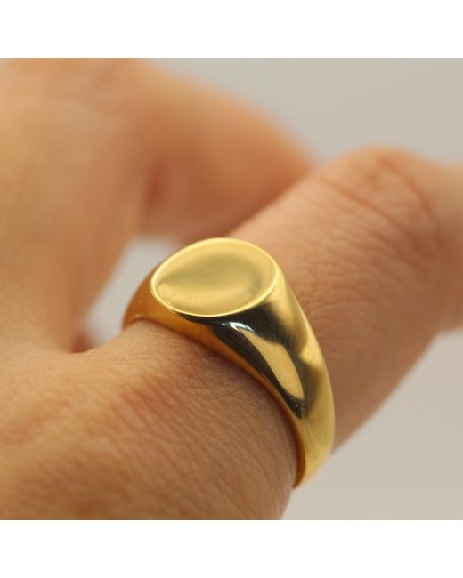 VicStoneNYC Fine Jewelry Yellow Bold Signet Solid Ring for men