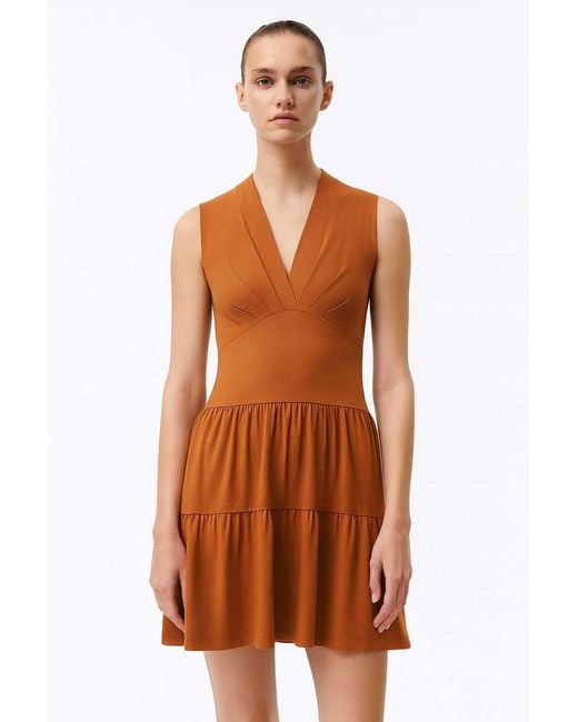 Conquista Brown Cinnamon Micromodal-Blend Jersey Sleeveless Dress