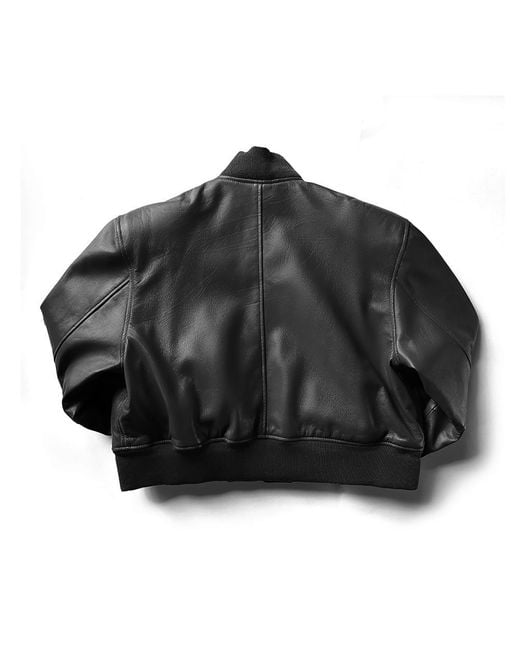 COOL Creative Black Crop Leather Bomber Jacket