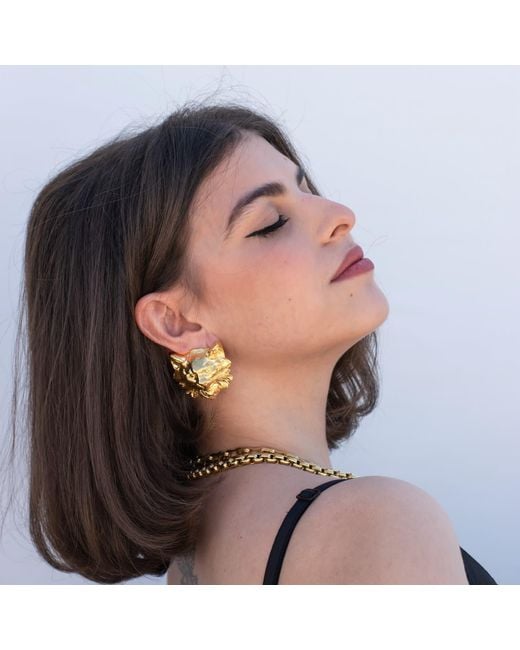 Achala Handcrafted Brown Cat Earrings