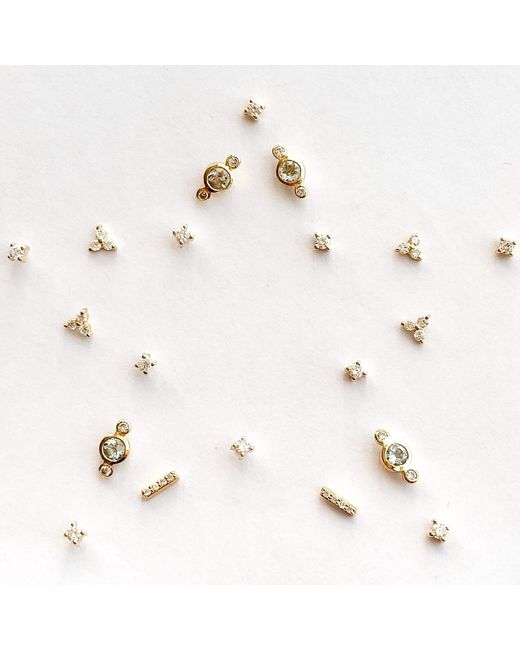 Zohreh Metallic Mini Diamond Stud 9K