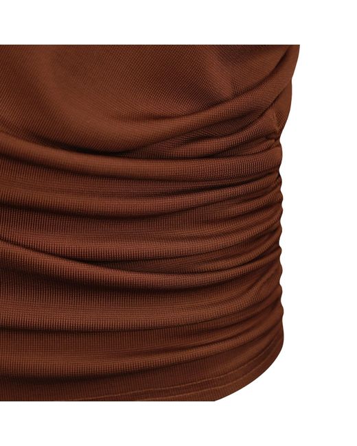 Me & Thee Brown Lie Low Copper Rib Twisted Shoulder Top