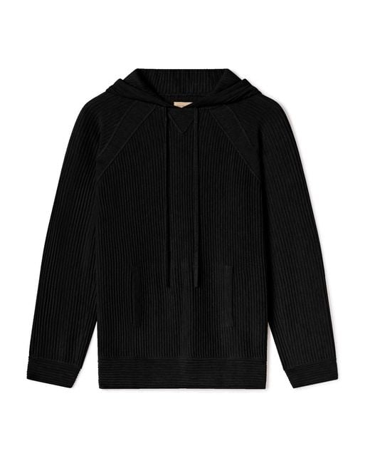 Weston Jon Boucher Black Dune Ottoman Knit Luxury Hoodie With Silk & Wool for men