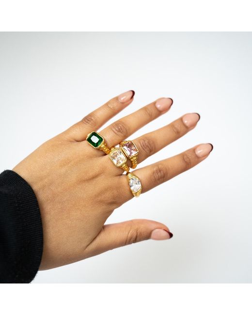 Superdivajewellery Metallic Croissant Clear Moon Ring
