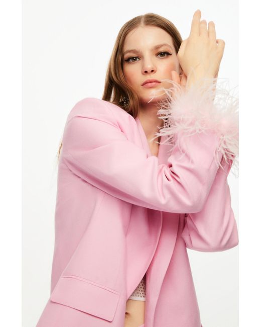 Nocturne Pink Linen Blazer Jacket