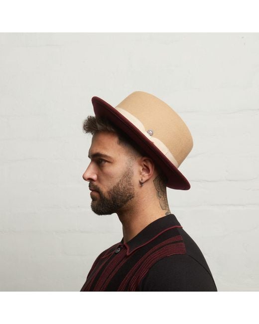 Dasmarca Hats Red Gangstar Camel Burgundy Felt Hat for men