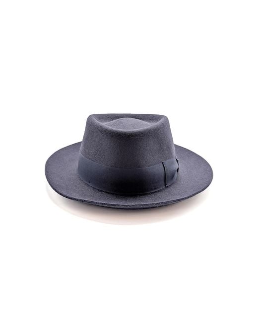 DORIA 1905 Blue Storm Smooth Lapin Felt Telescope Hat for men
