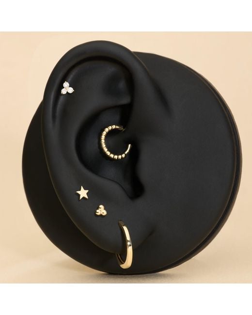 Vanhi White 14K Solid Star Flat Back Stud