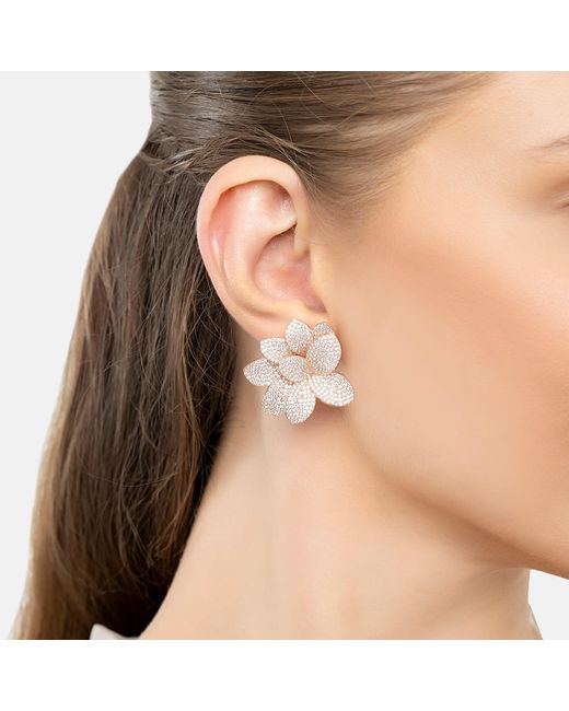 Latelita London Natural Rose Amaryllis Flower Large Stud Earrings Rosegold