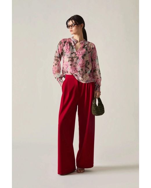 James Lakeland White Peony Print Blouse